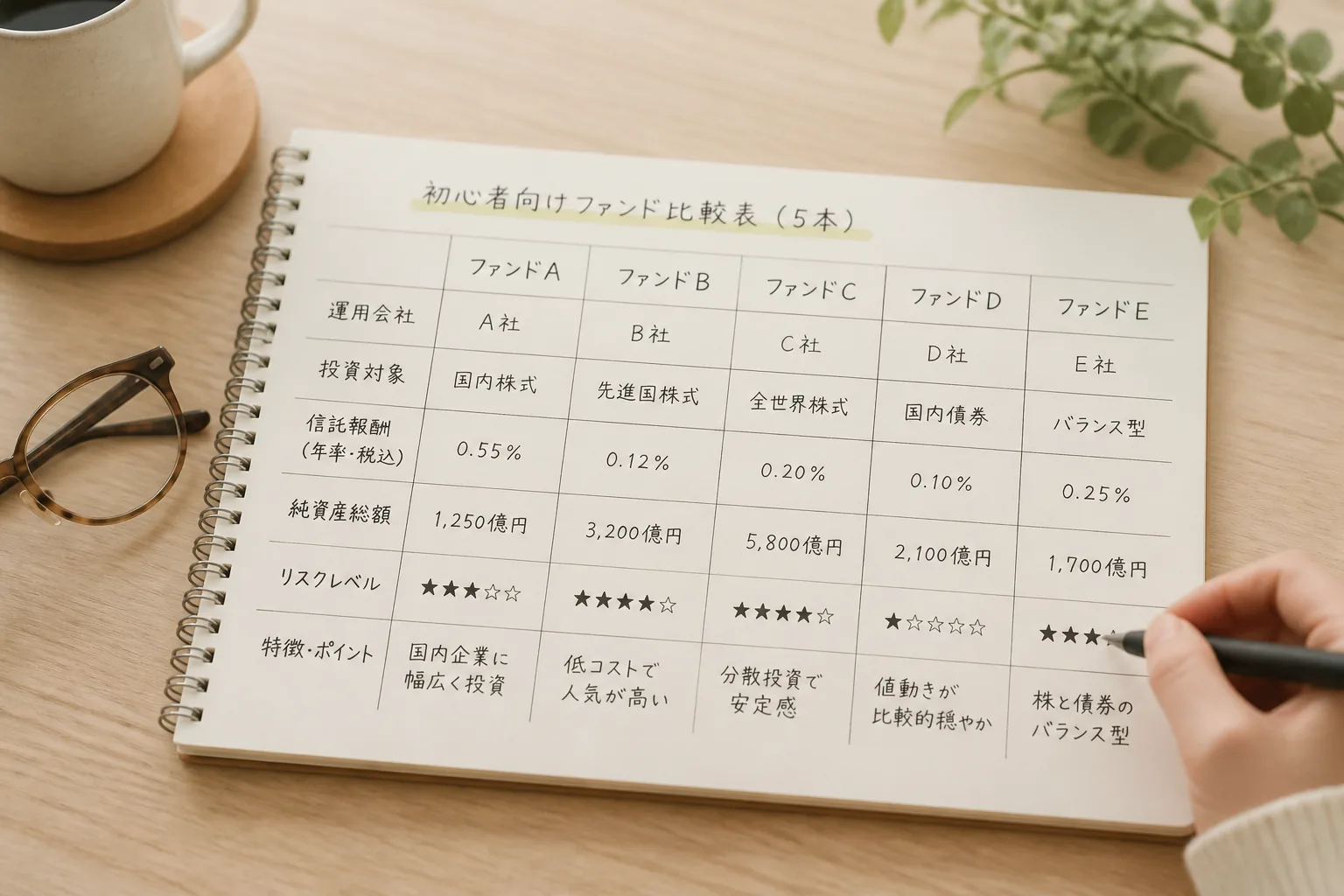 初心者向けファンド比較表