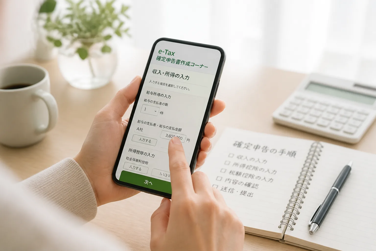 e-Taxで確定申告を進める場面