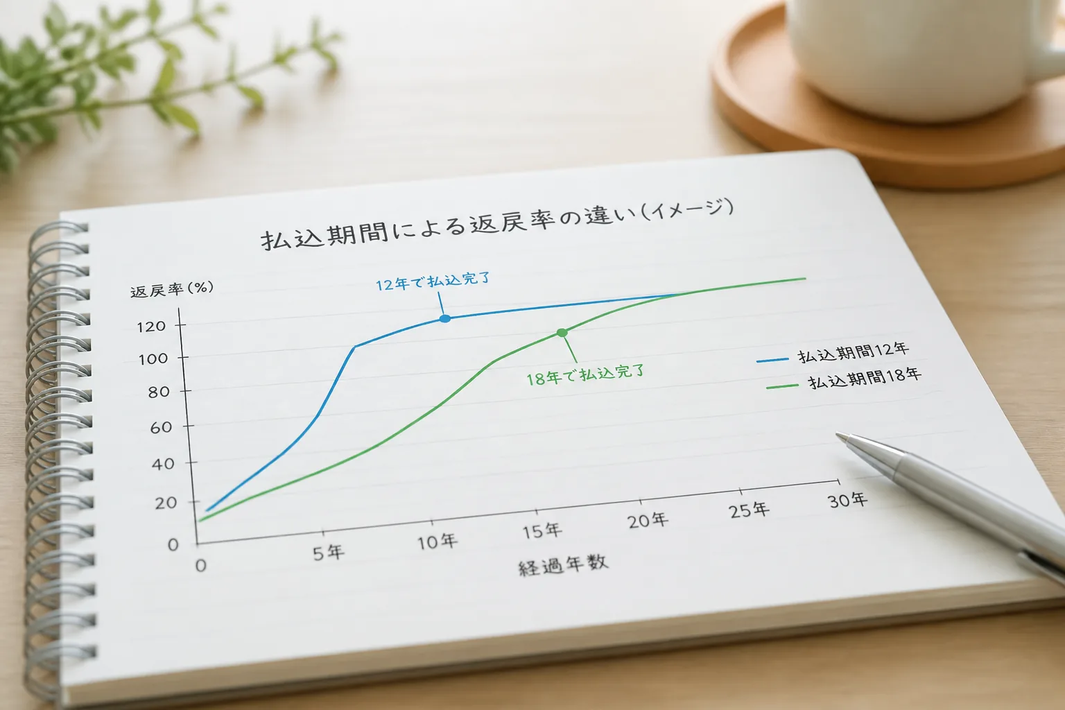 払込期間による返戻率差のイメージ