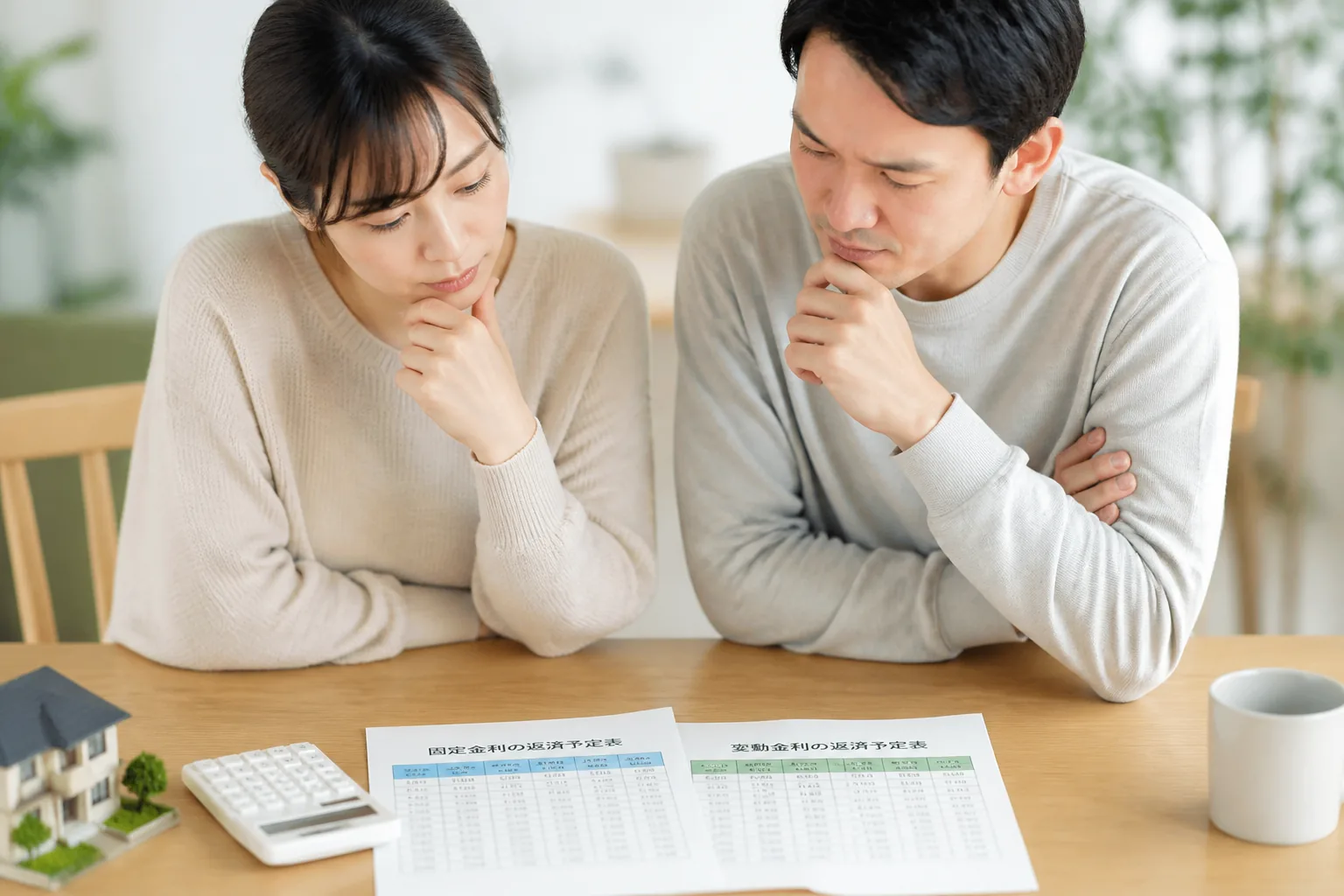 固定金利と変動金利を比較する住宅ローン検討シーン