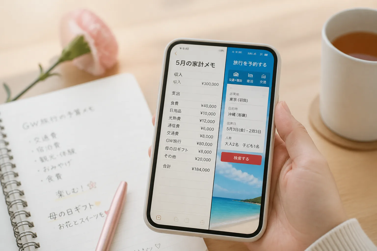 GW旅行と母の日出費のイメージ