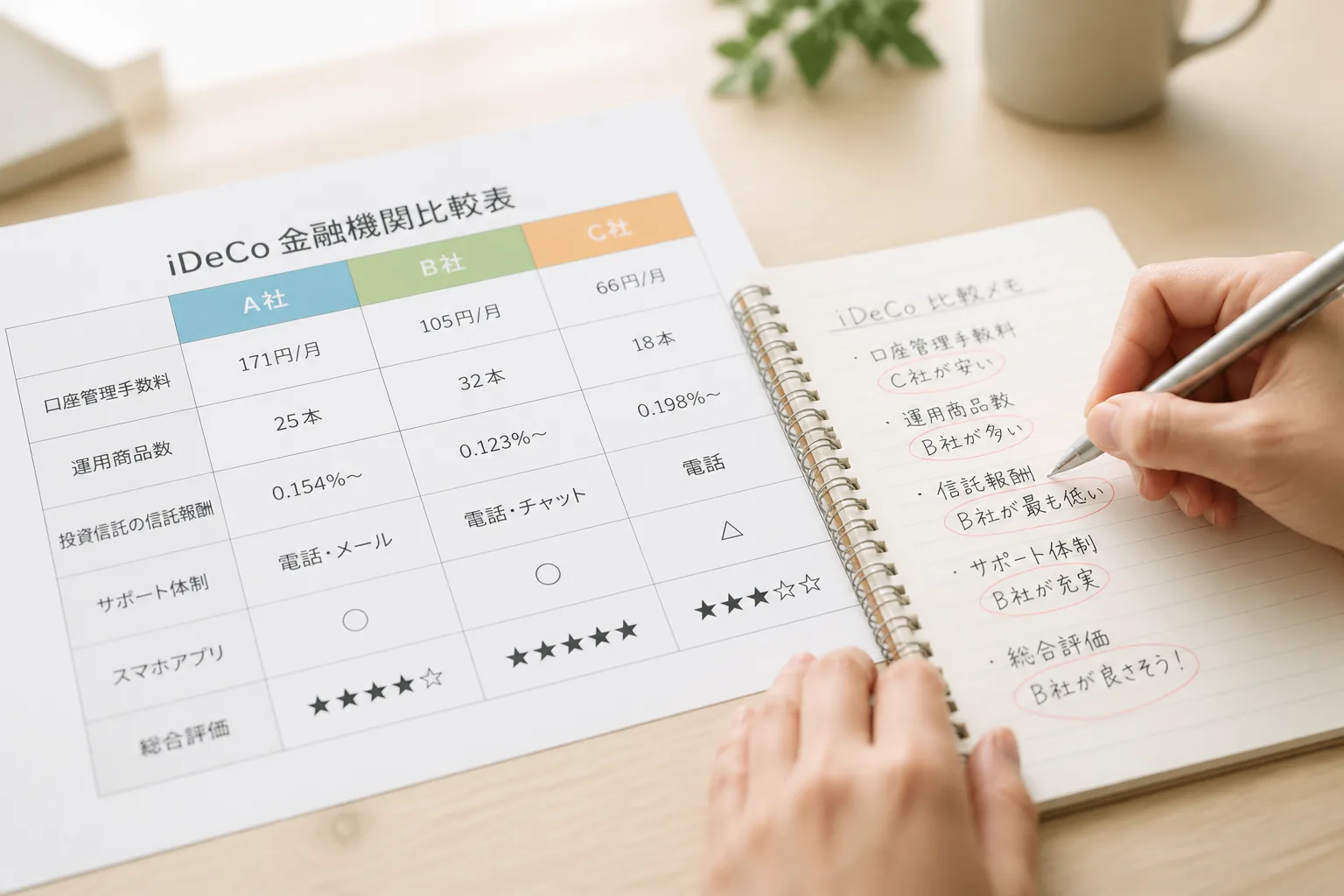 iDeCo金融機関比較のイメージ