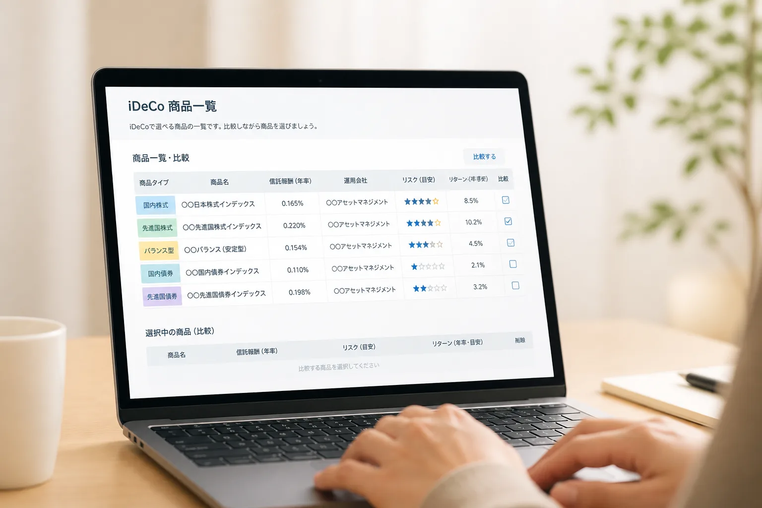 iDeCo金融機関の比較イメージ