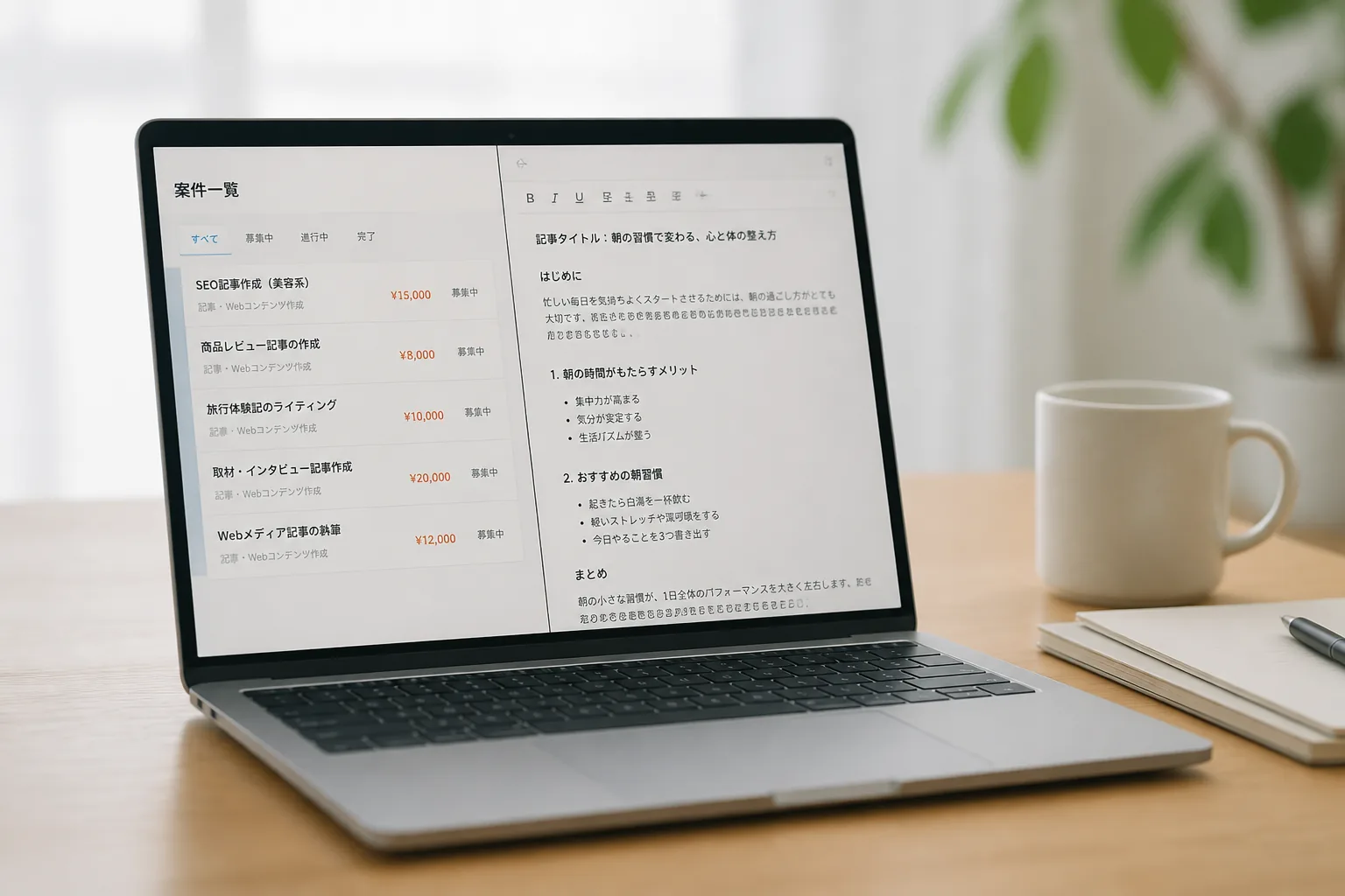 クラウドソーシング案件を比較する作業画面
