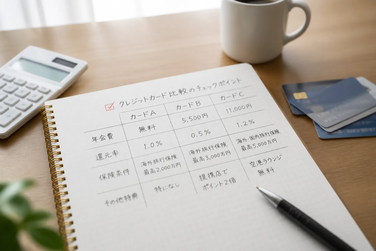 クレジットカード比較のチェックポイント
