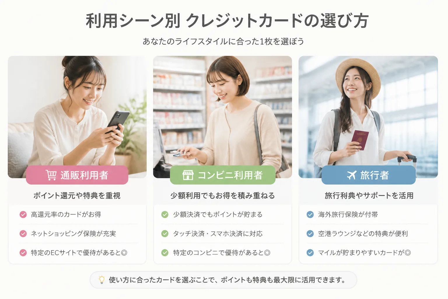 利用シーン別クレジットカード選びの図解
