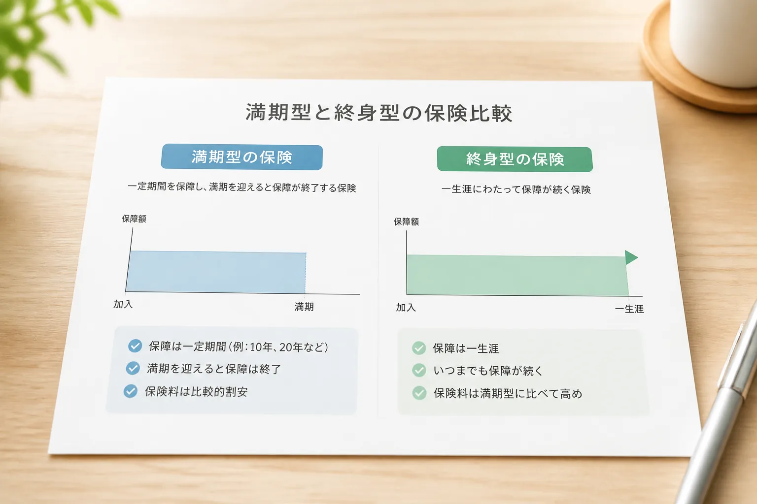 満期型と終身型の保険比較図