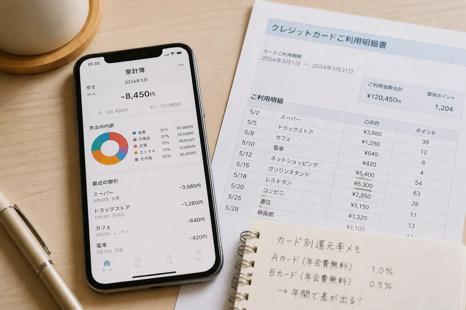 年会費無料カードの還元差を確認するイメージ