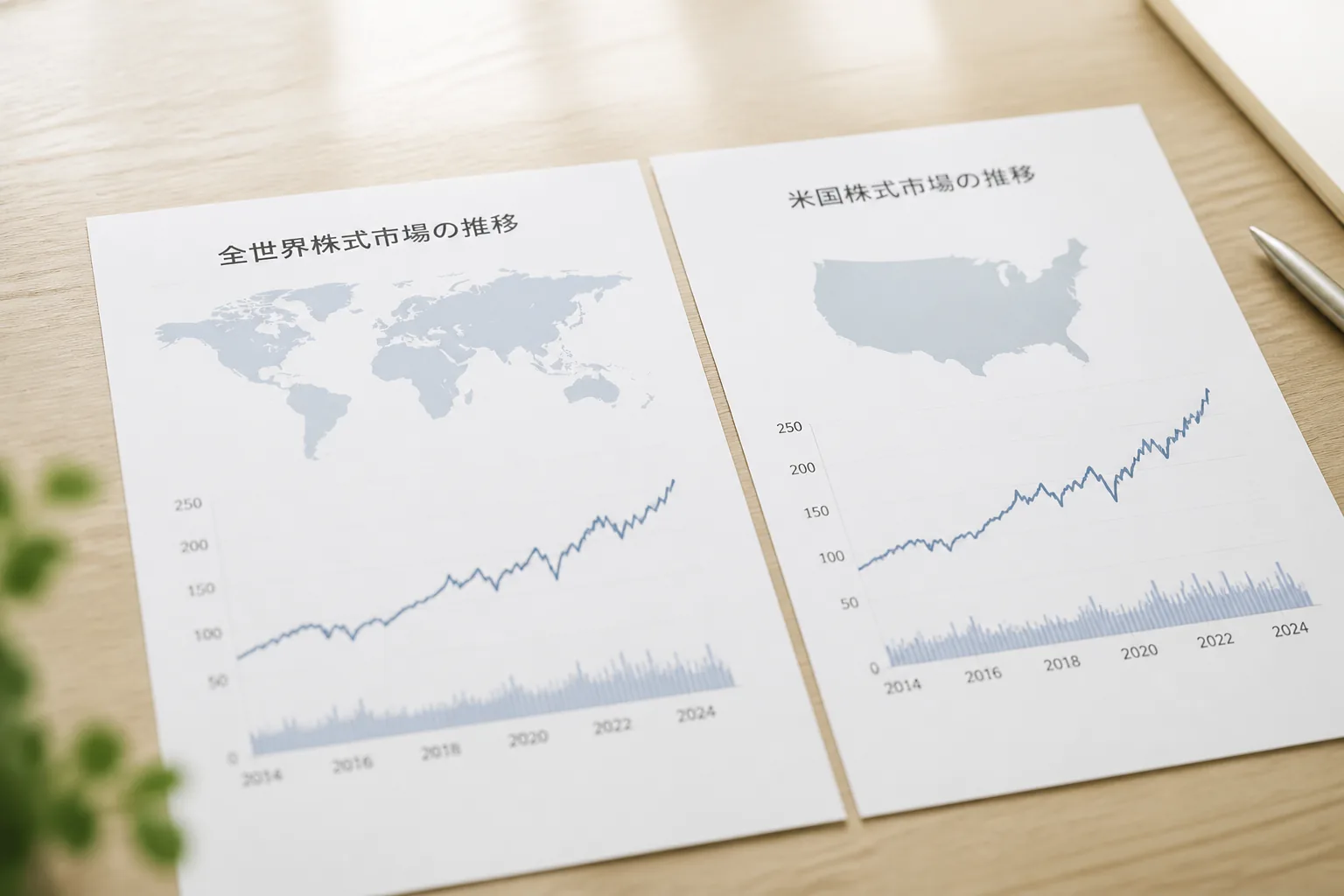 全世界株式と米国株式の比較イメージ