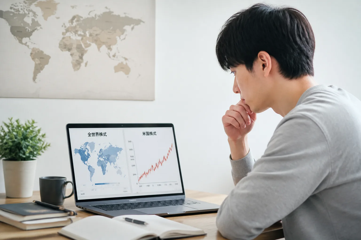 全世界株と米国株の比較イメージ