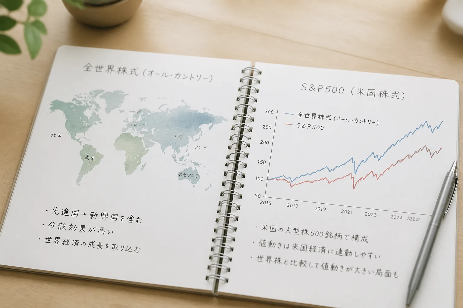 全世界株とS&amp;P500の違い