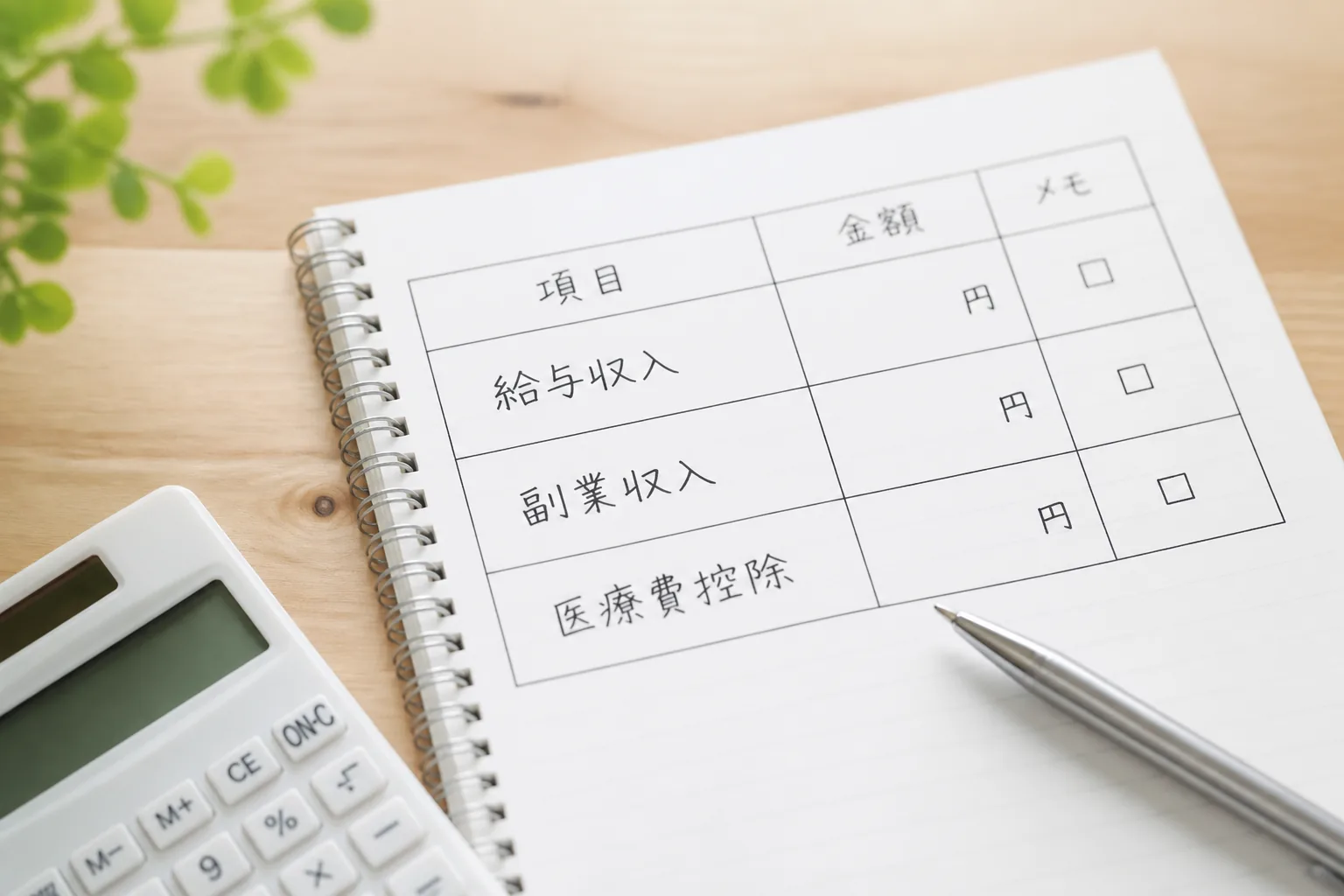 申告が必要か確認するための収入と控除の整理表