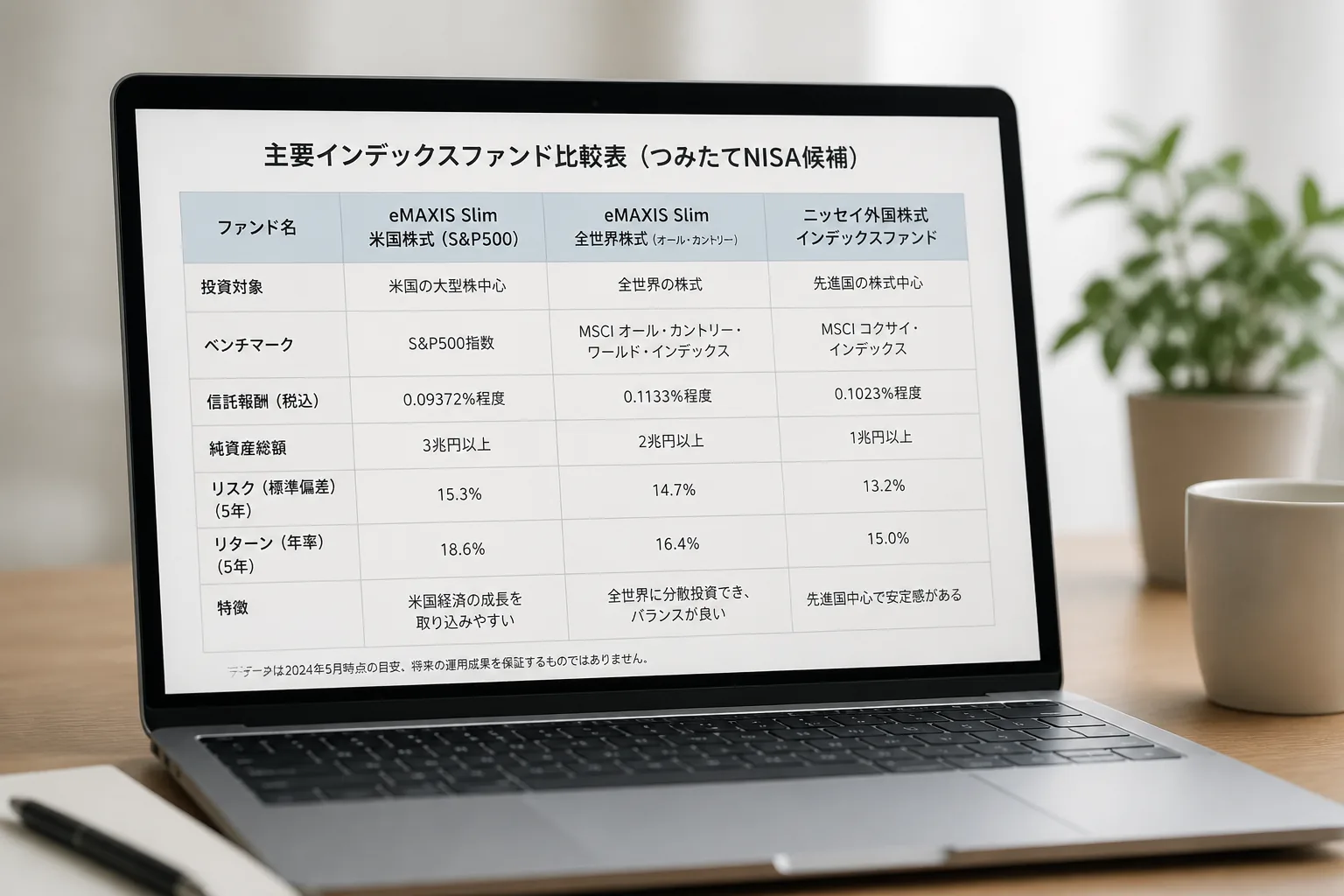 つみたてNISA候補の比較イメージ