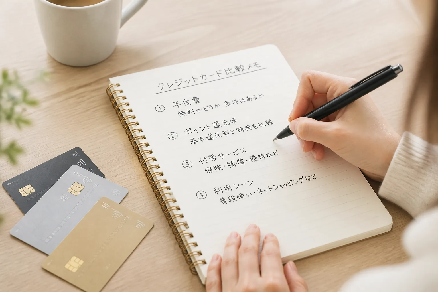 無料カードの比較軸を整理するイメージ