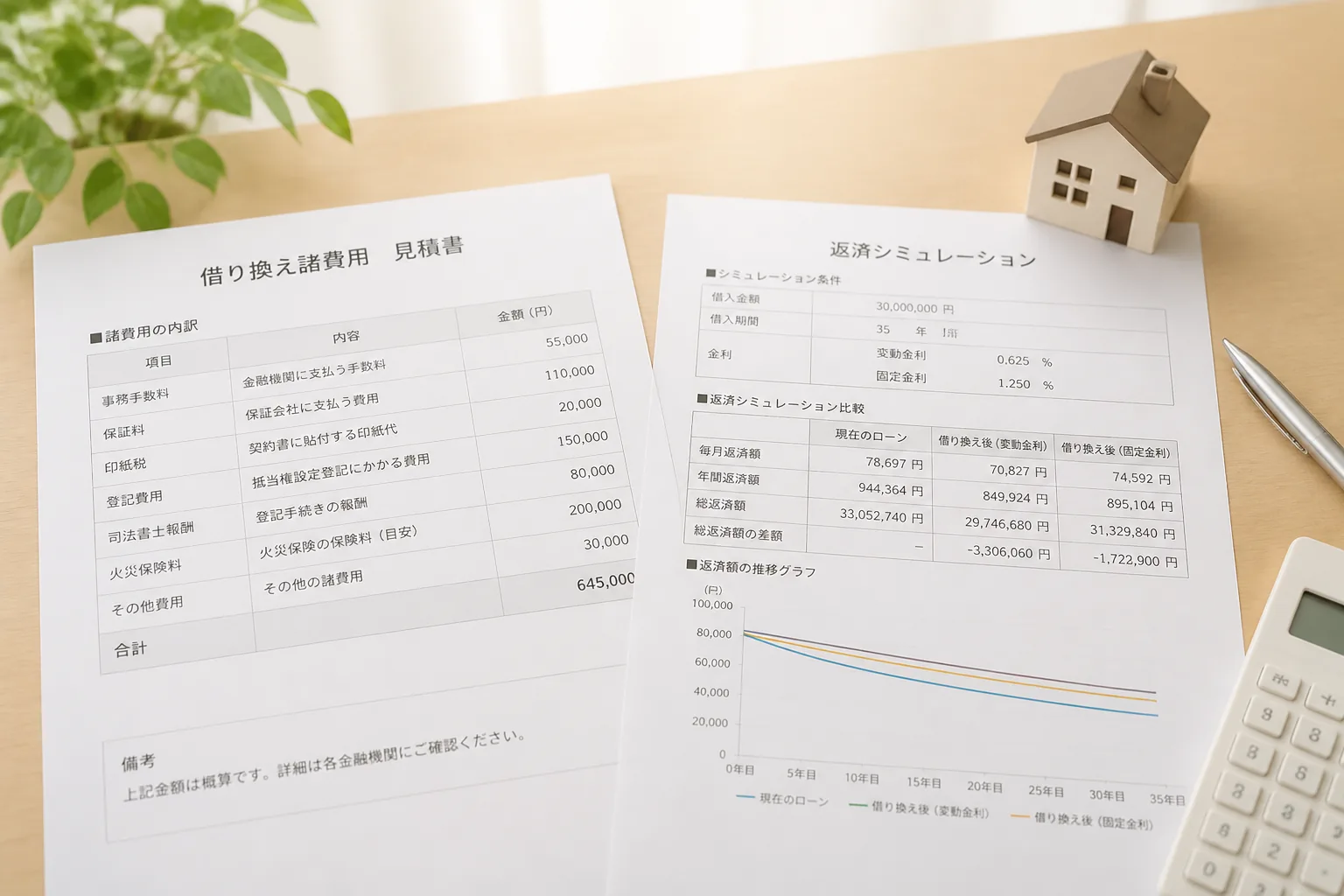 住宅ローン借り換え費用の確認シーン
