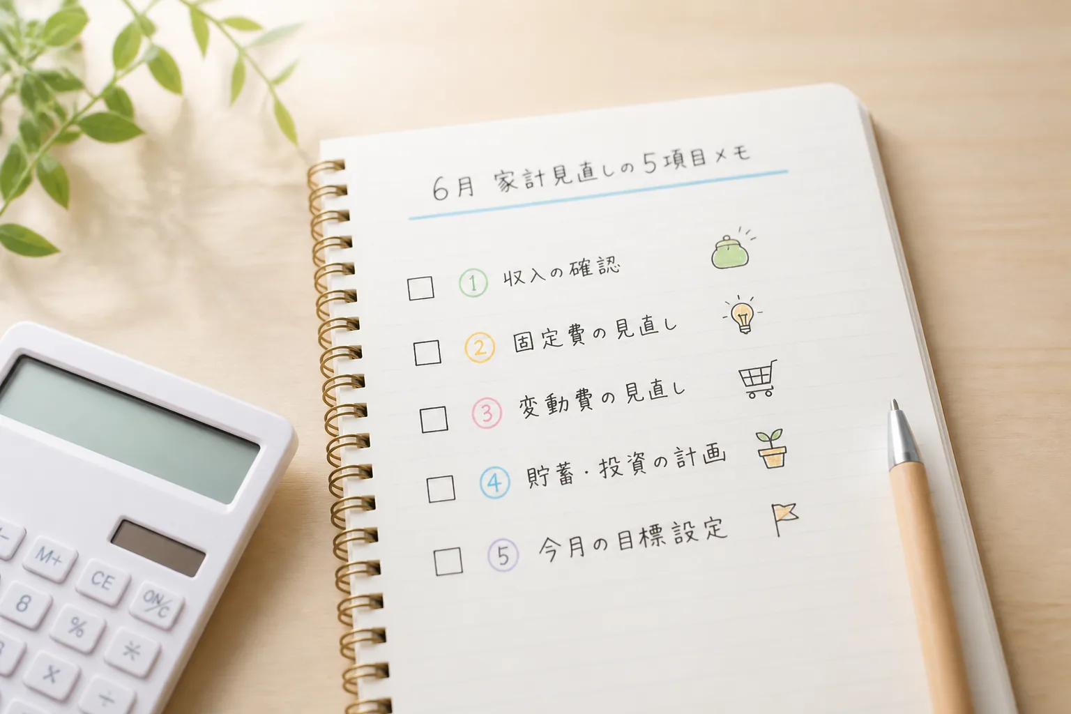 6月家計見直しの5項目メモ