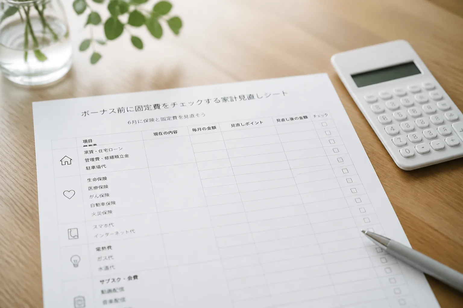 6月に保険と固定費を見直す場面