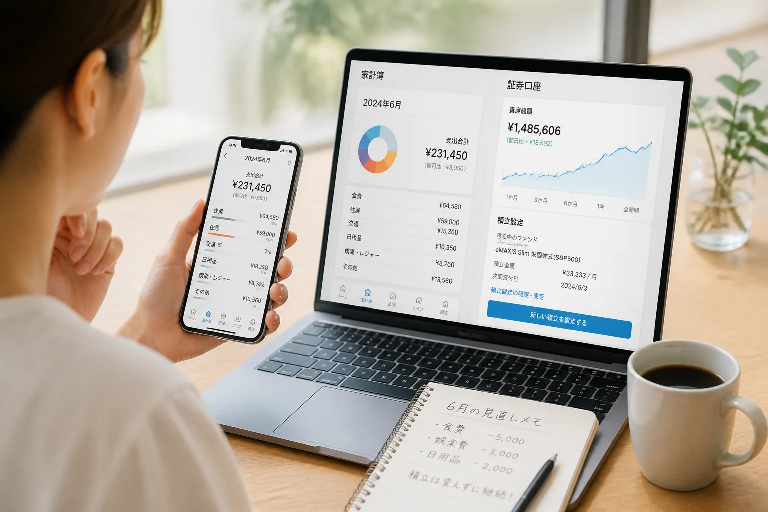 6月の家計見直しと積立設定のイメージ