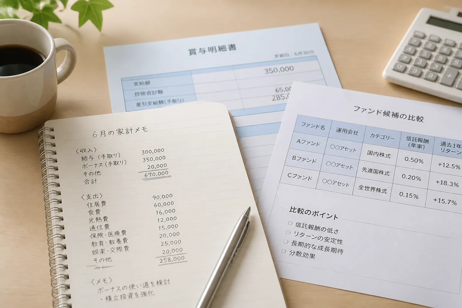 6月の家計とファンド比較のイメージ
