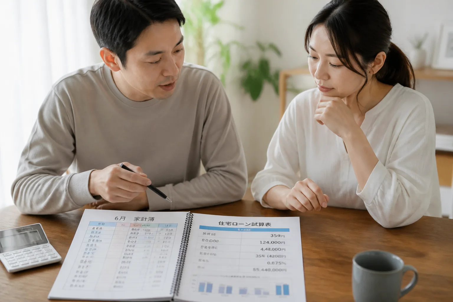 6月の家計と住宅ローンを見直す家庭の様子