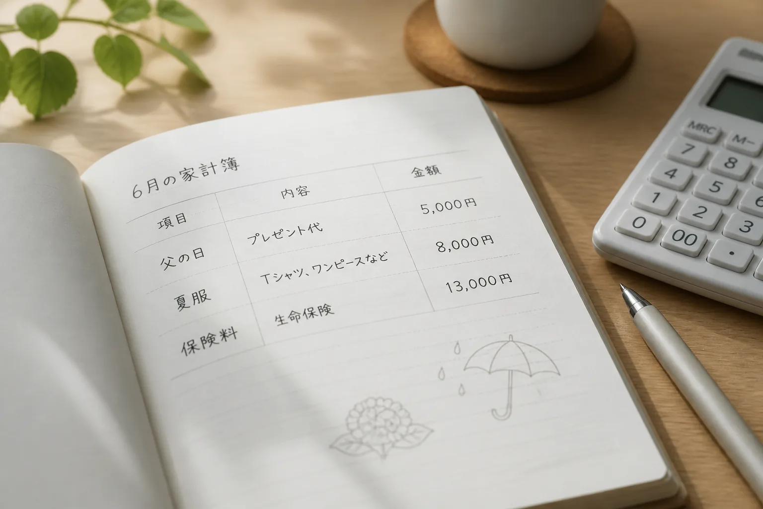 6月の家計支出イメージ