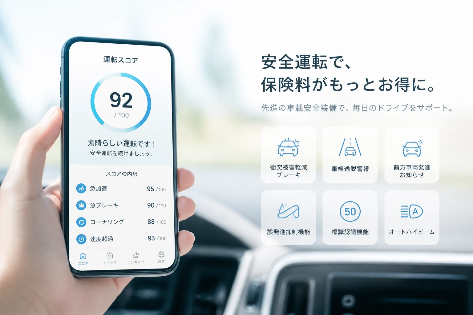 安全運転割引と先進装備のイメージ