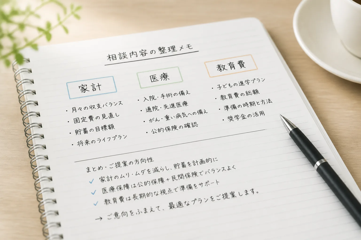 保険ニーズのヒアリングメモ