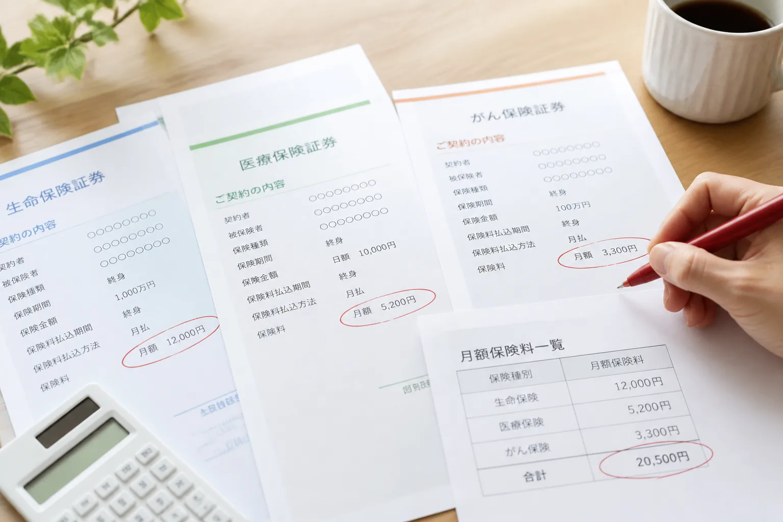 保険証券の見直し作業
