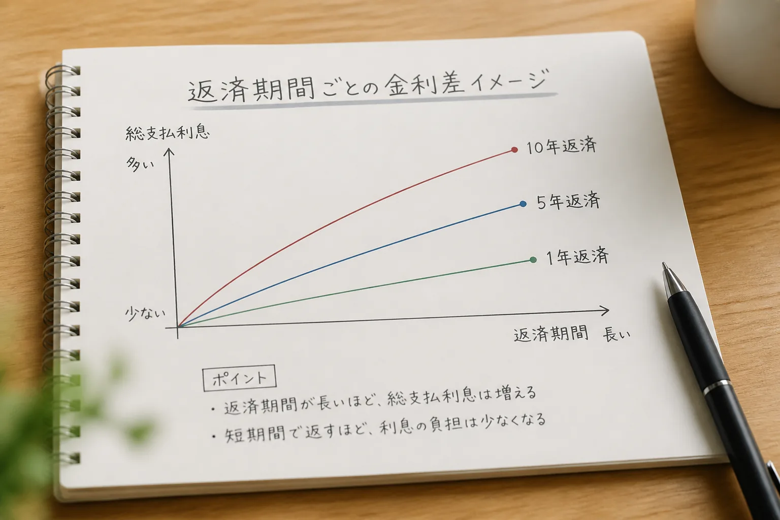返済期間ごとの金利差イメージ
