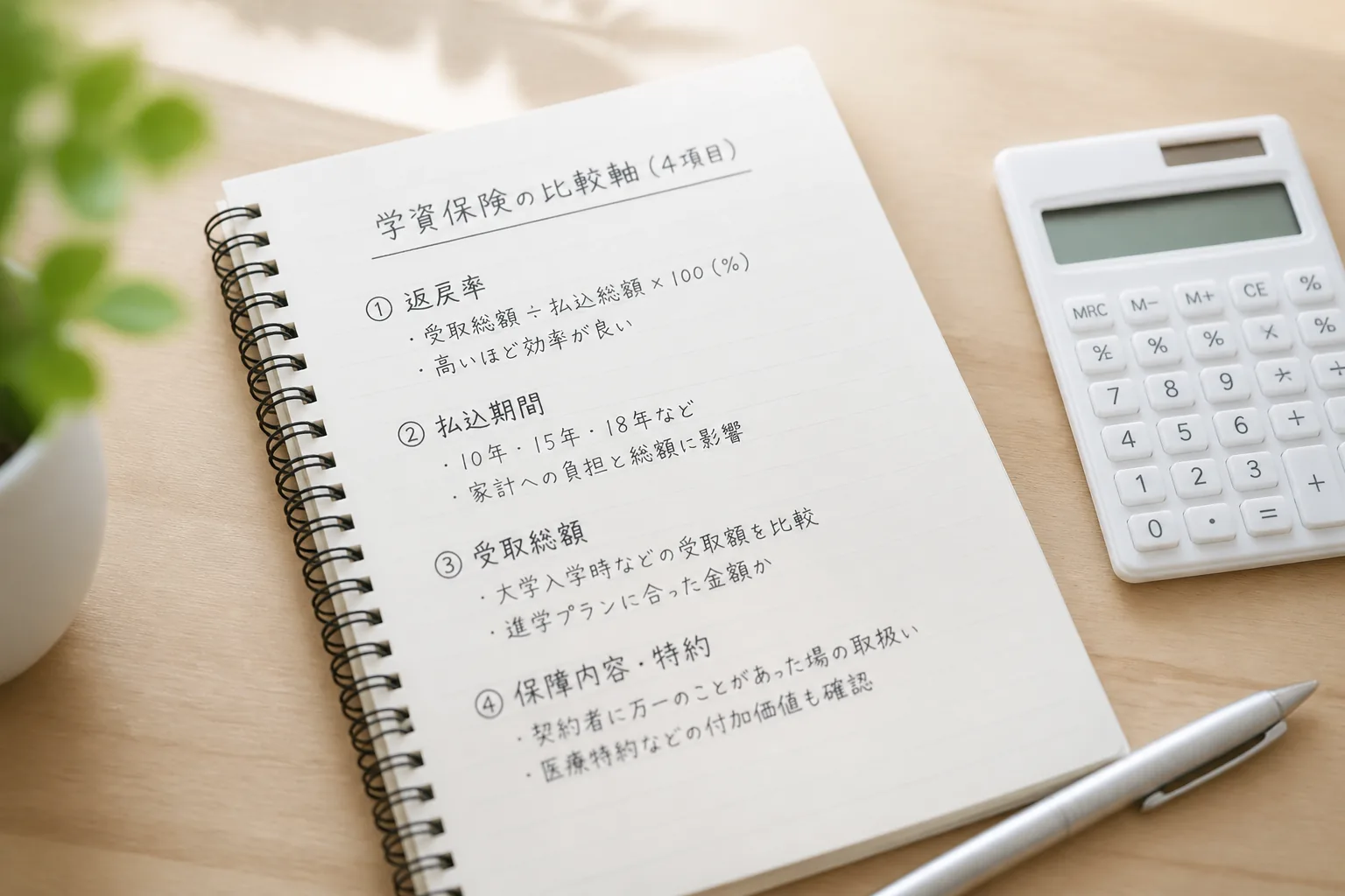 返戻率と払込期間の比較メモ