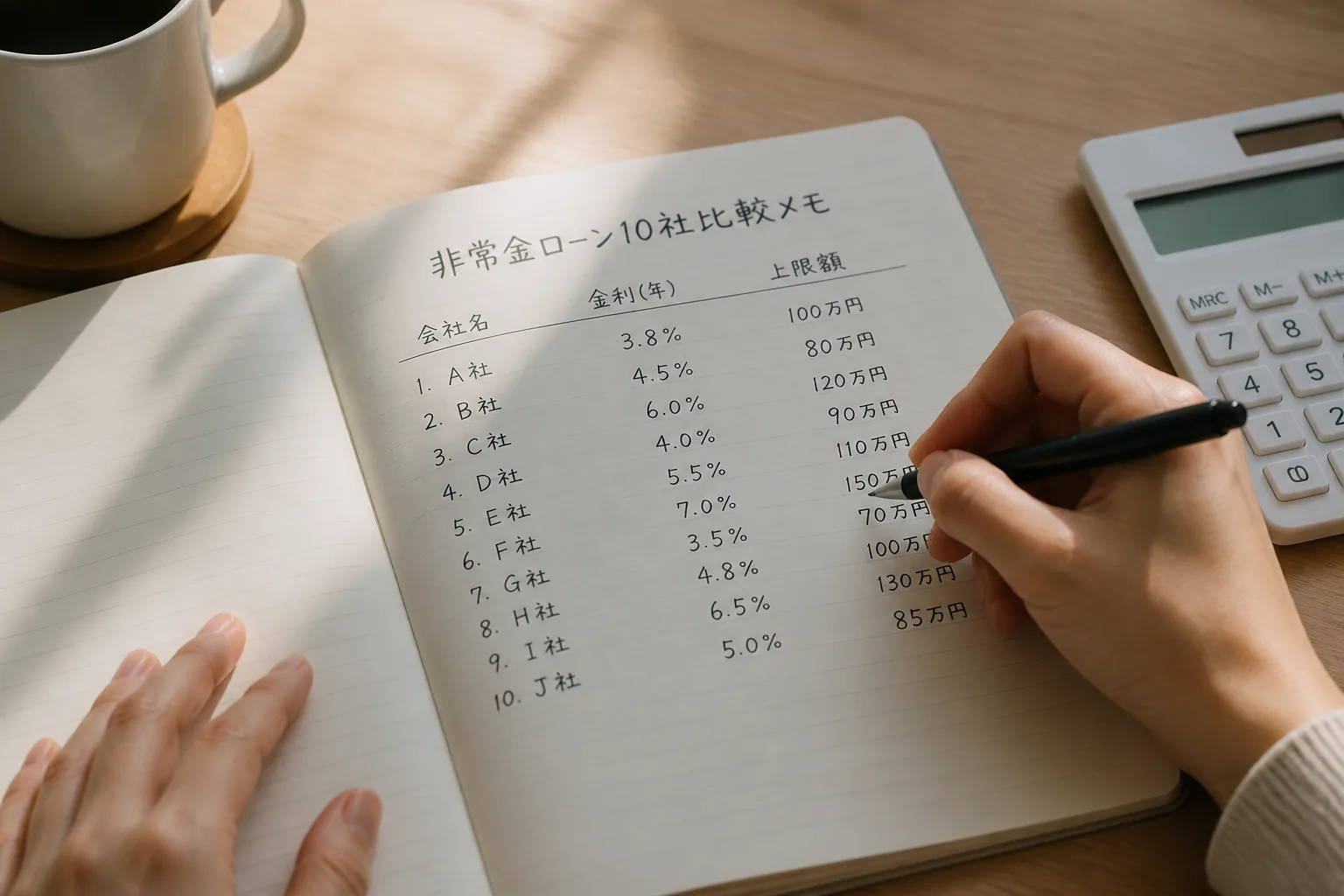 非常金ローン10社比較メモ
