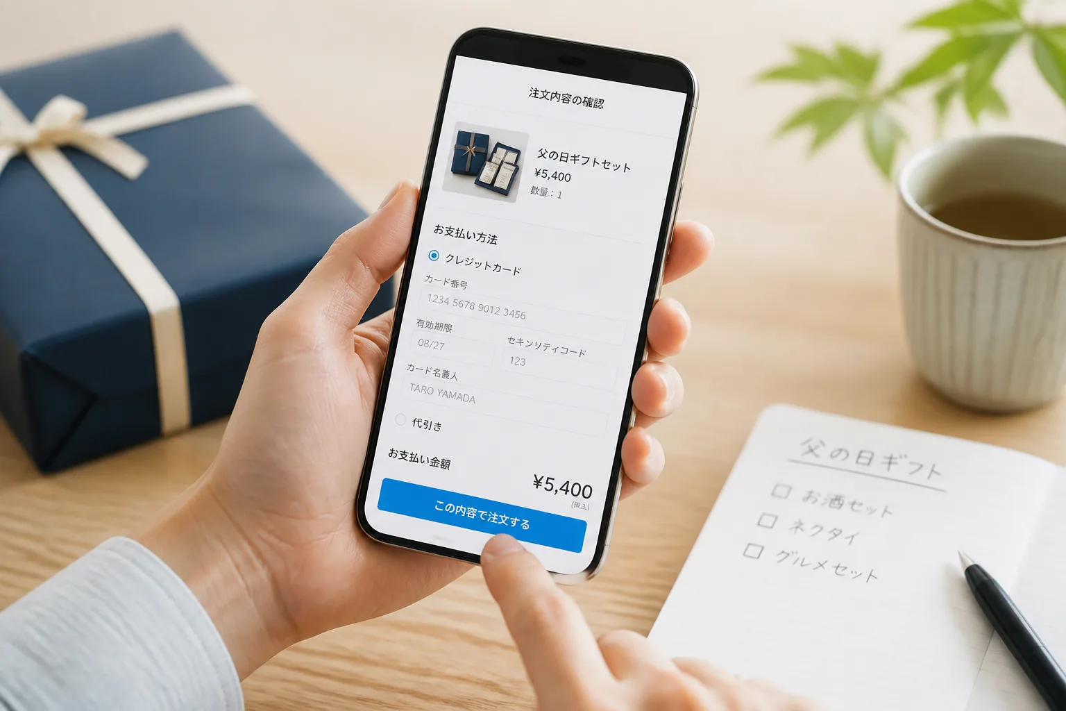 父の日ギフトのネット通販とカード決済画面