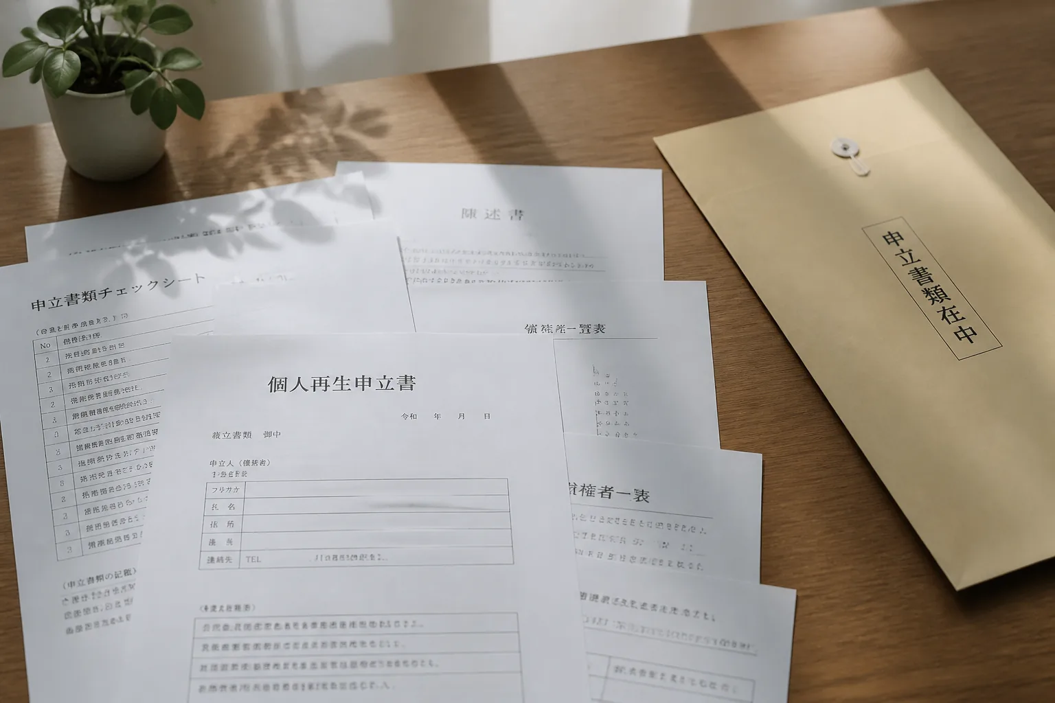 個人再生の申立て書類イメージ