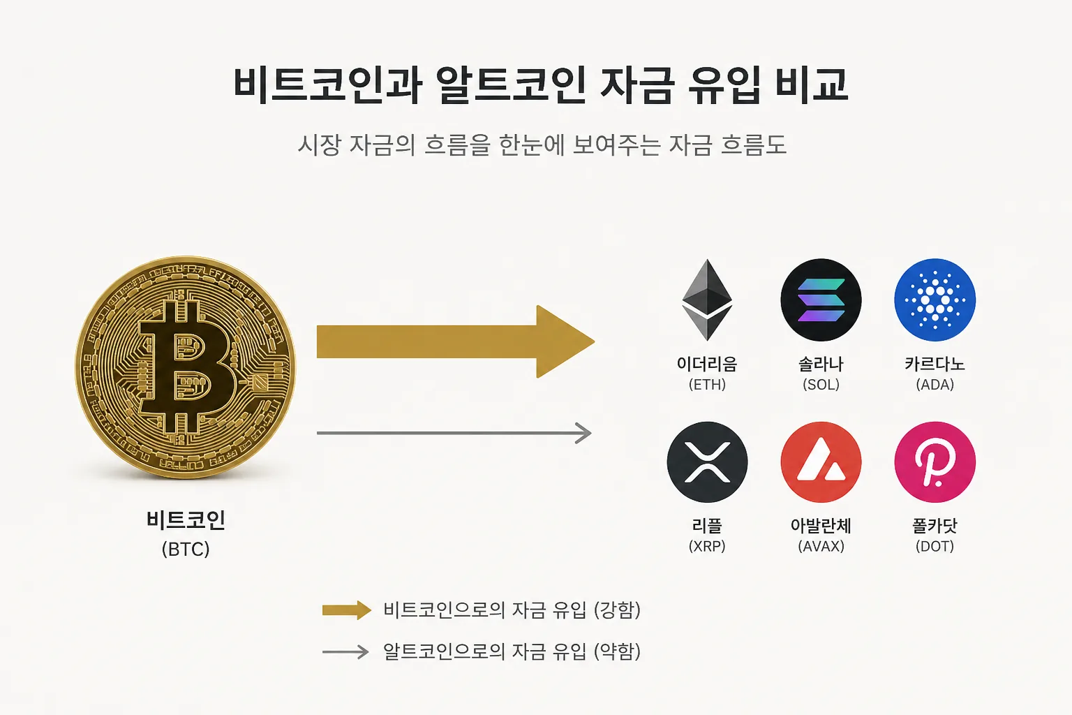 ビットコインとアルトの資金流入比較