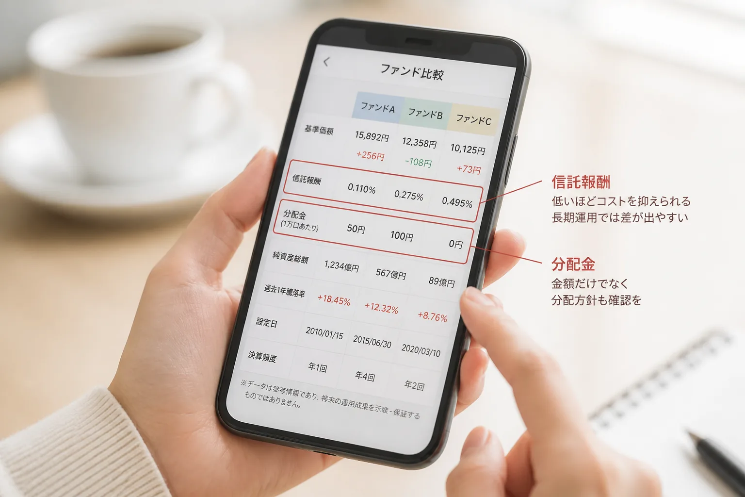 ファンド比較画面のチェックポイント