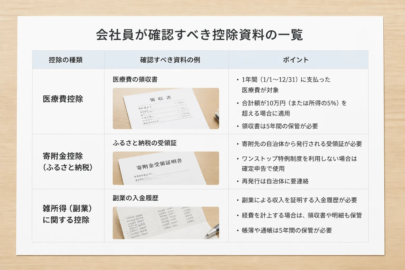 会社員が確認すべき控除資料の一覧