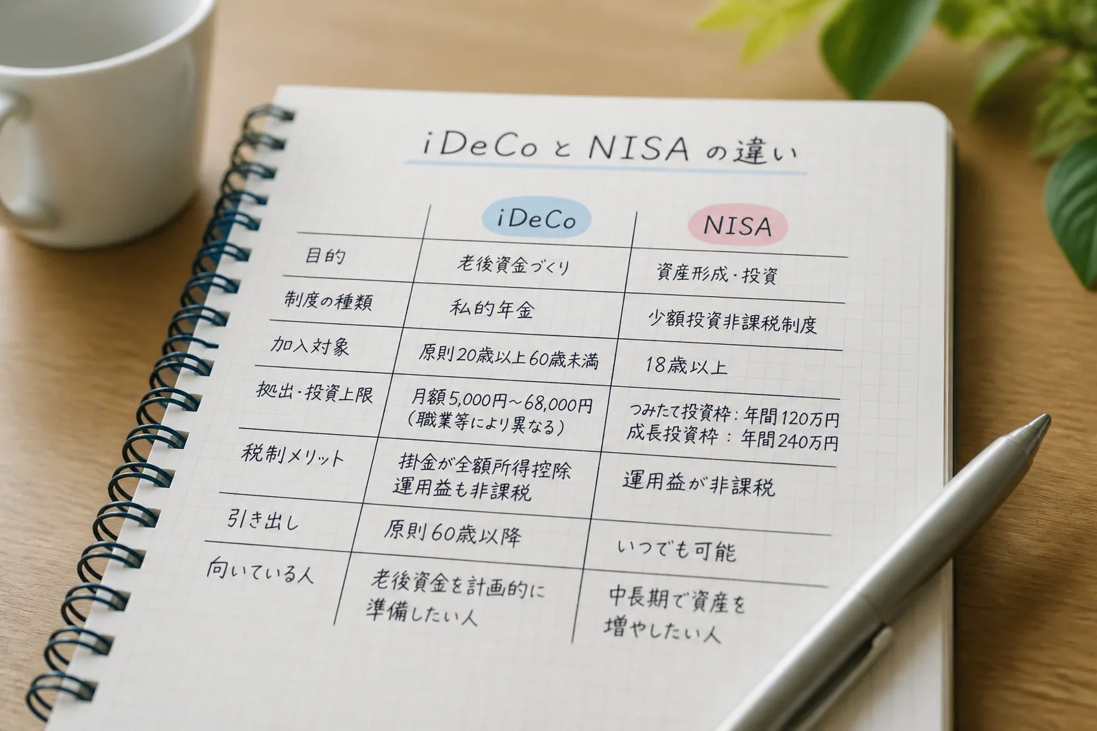 iDeCoとNISAの比較メモ