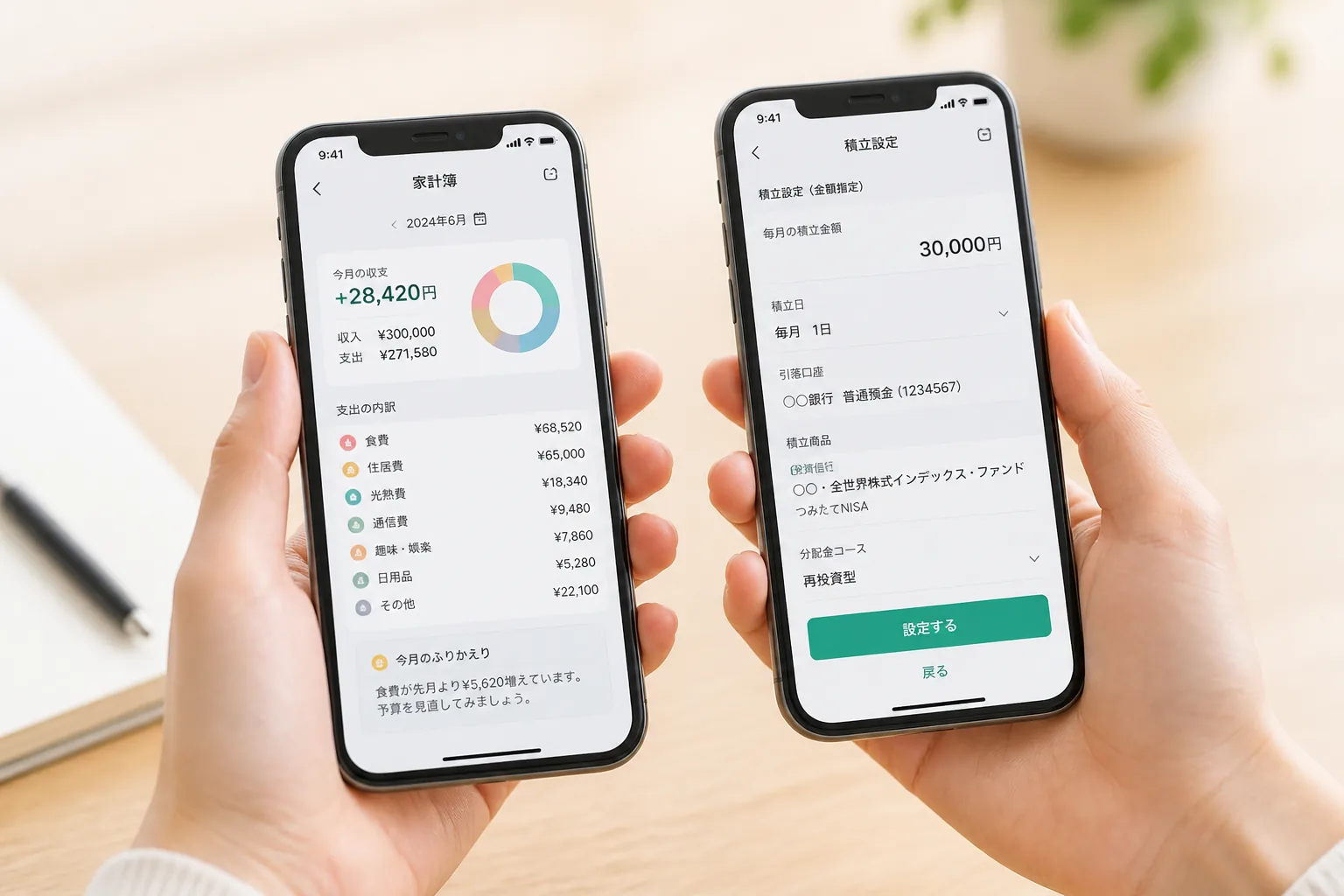 積立額と家計の見直しイメージ