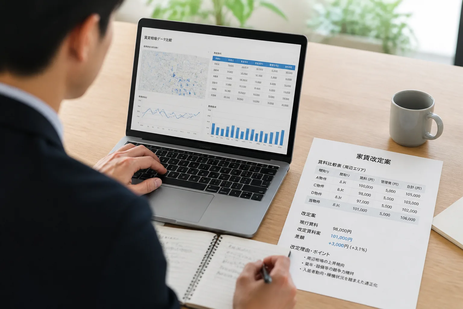 家賃改定のための相場比較作業