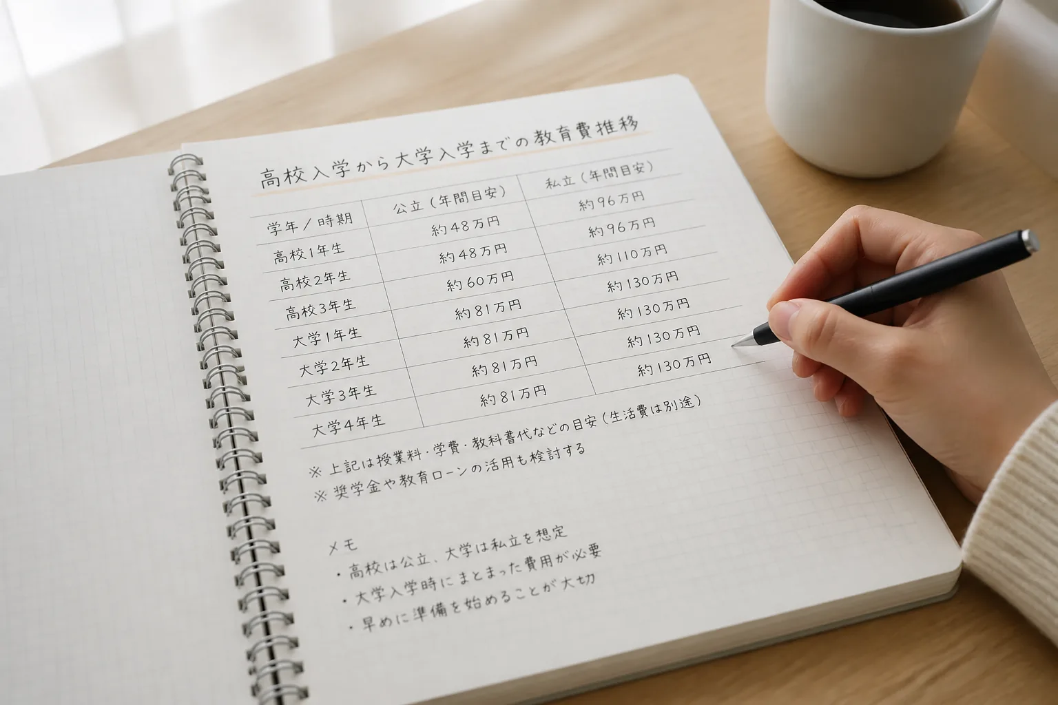 教育費の時系列メモ
