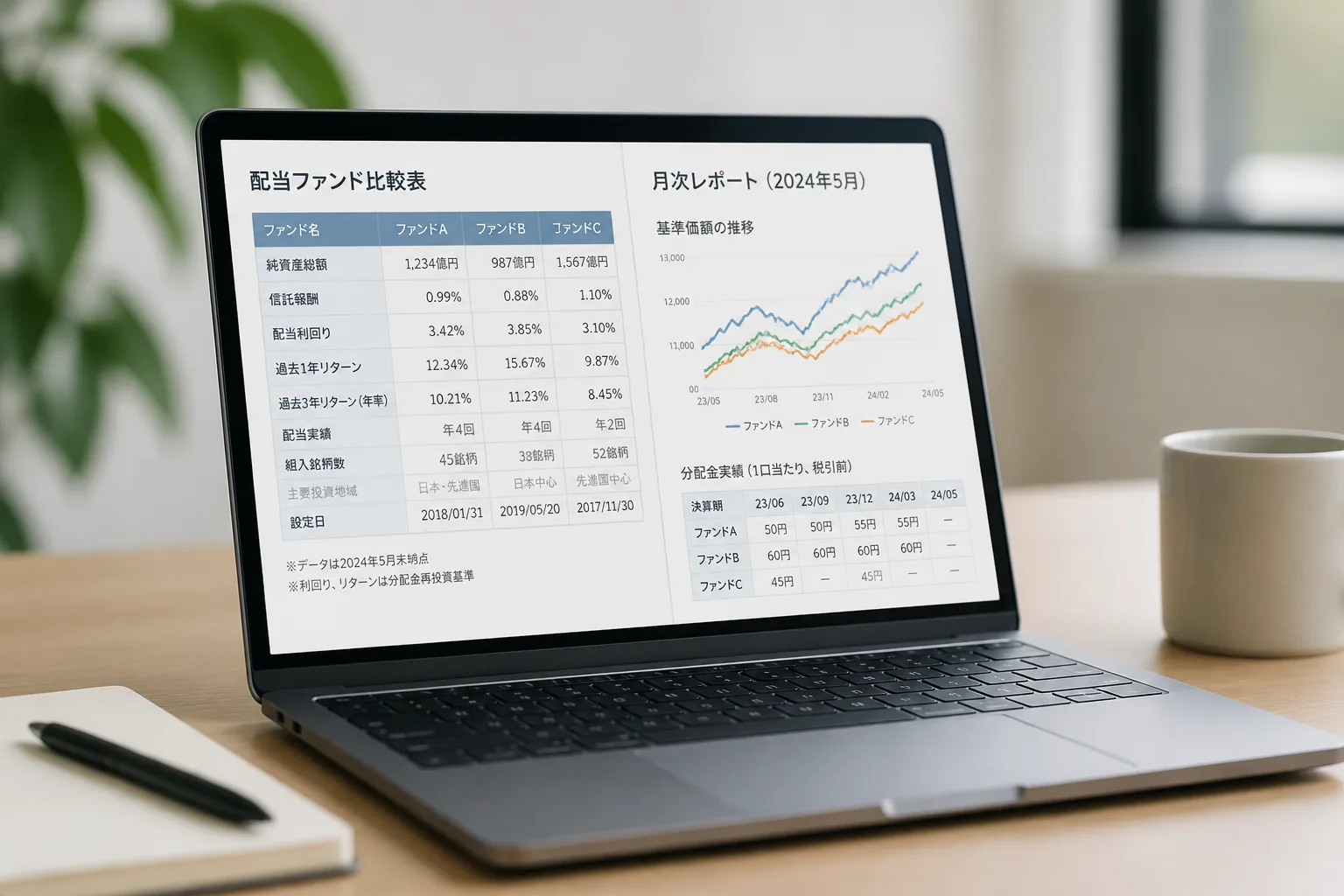 配当ファンド候補を比較する作業イメージ