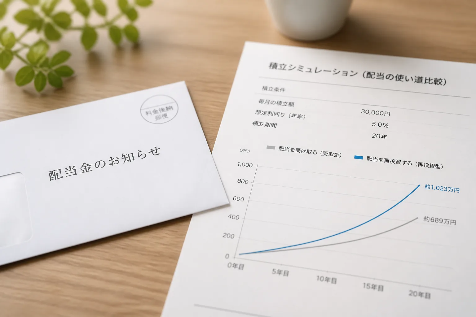 配当と再投資を比較するイメージ