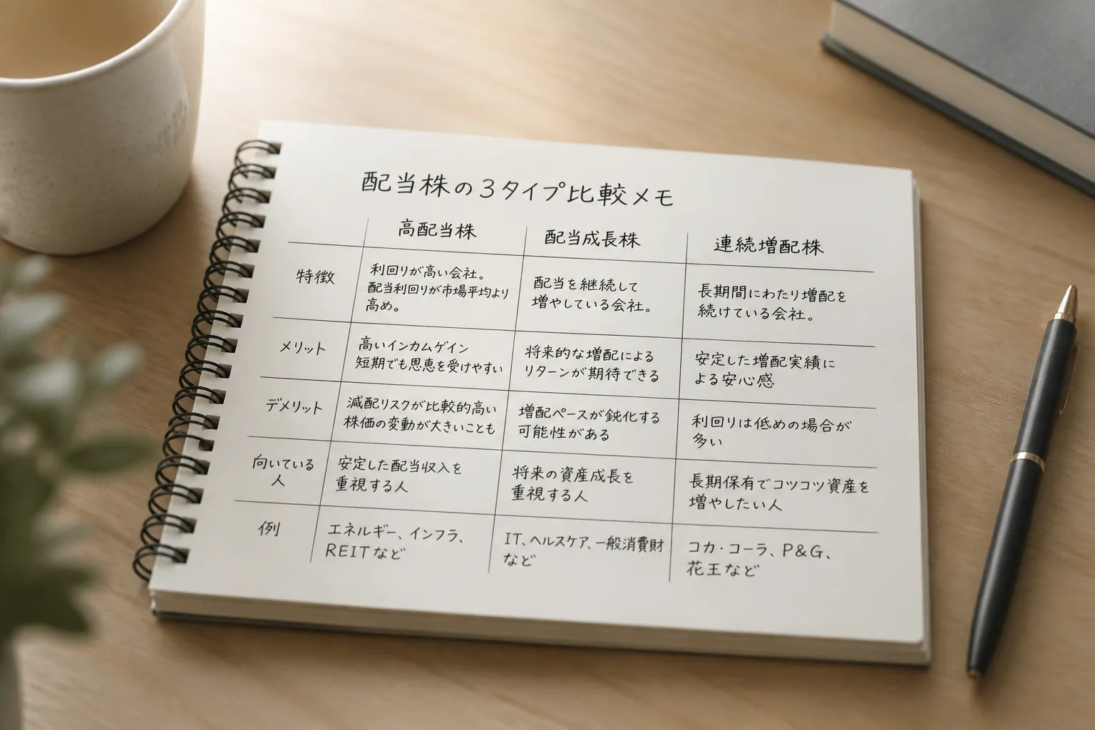 配当株の3タイプを比較するメモ