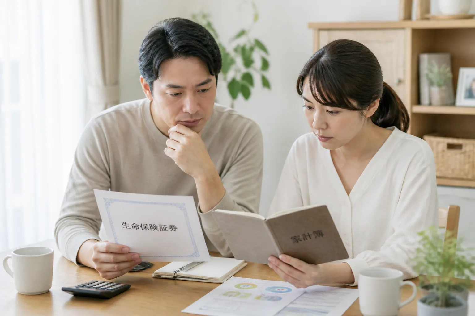 生命保険を家計目線で見直す夫婦のイメージ