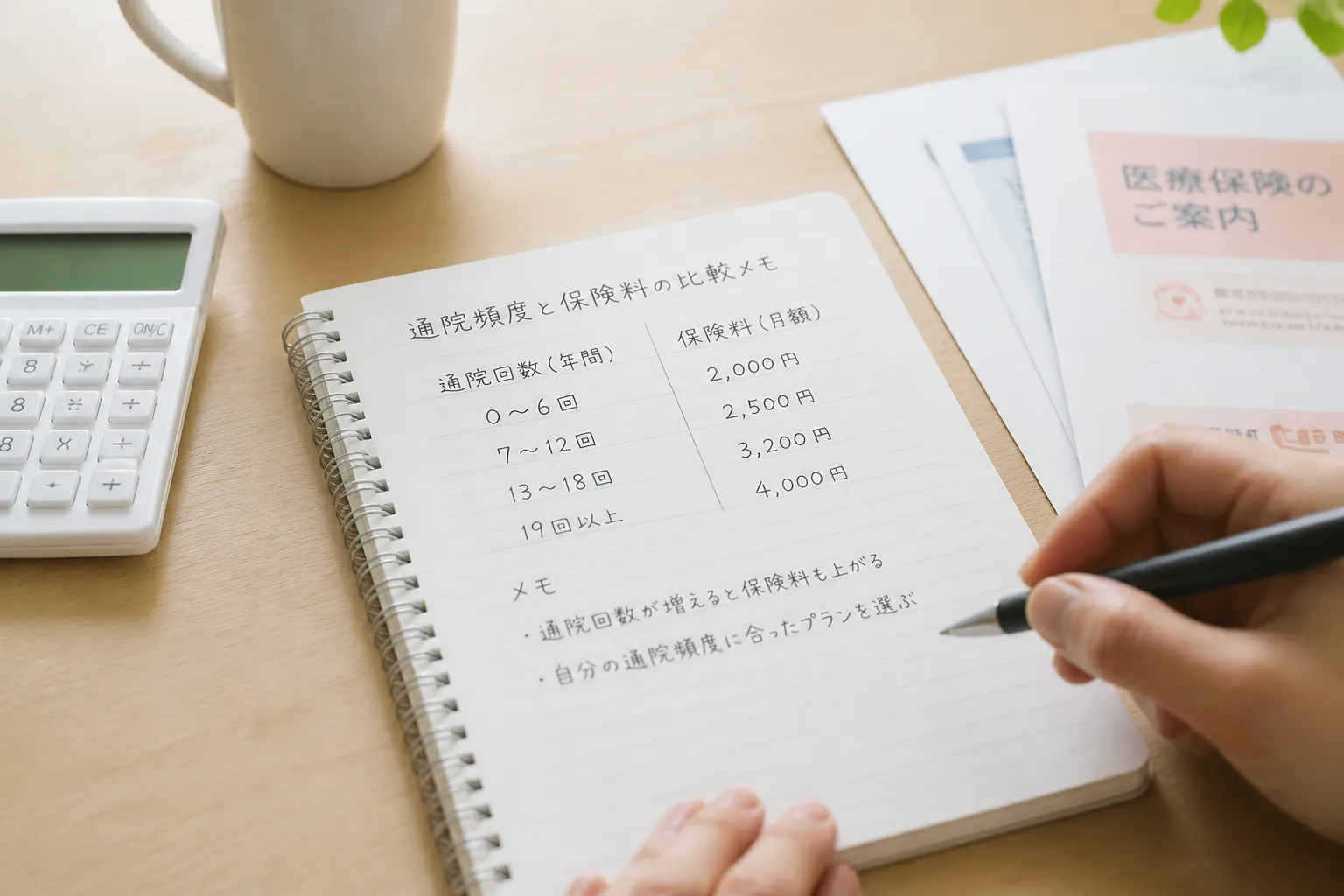 通院頻度と保険料の比較メモ