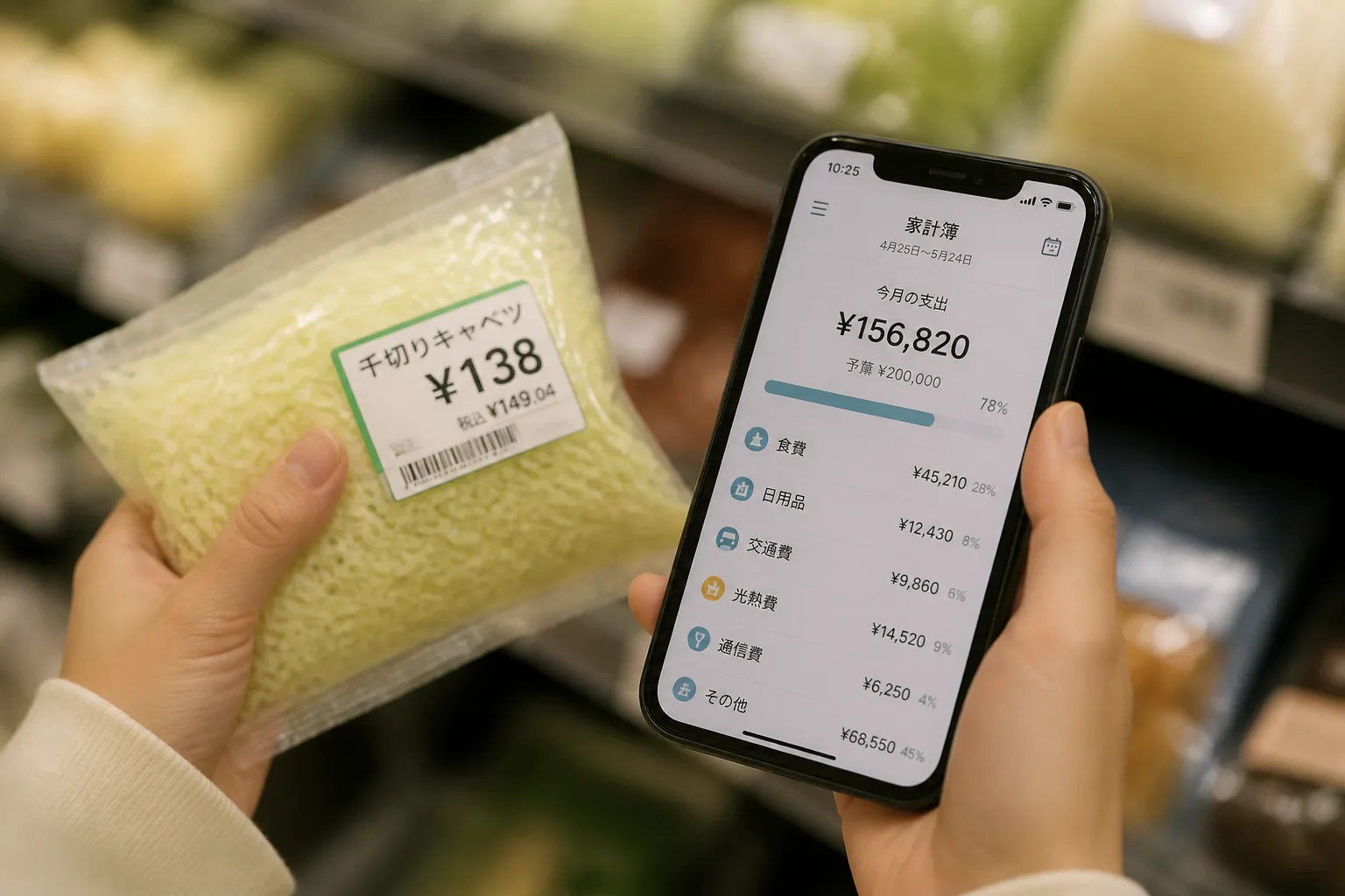物価上昇と家計管理のイメージ