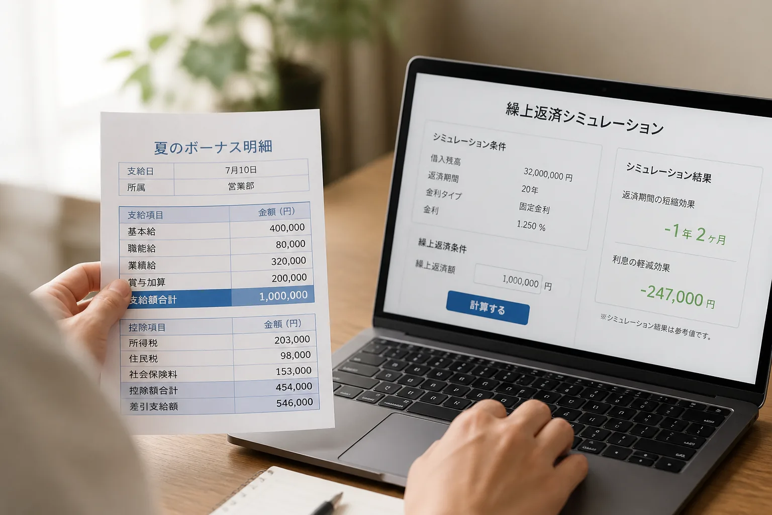 夏ボーナスと繰上返済判断のイメージ