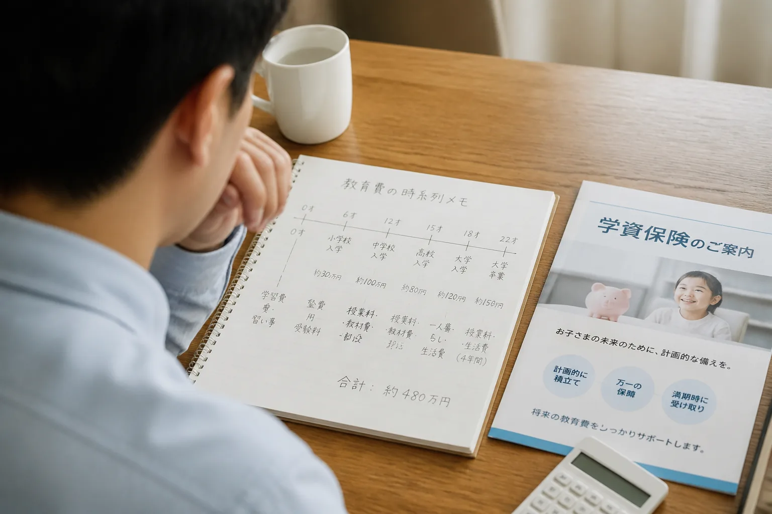 学資保険と教育費計画の比較シーン
