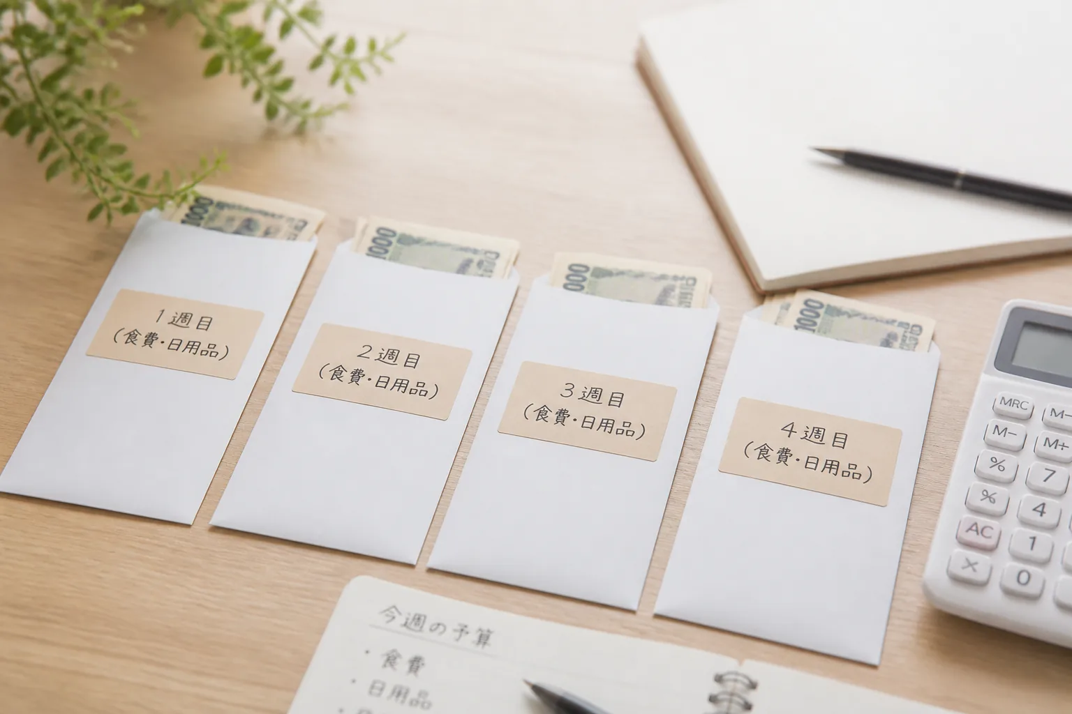 週予算で管理する生活費の例