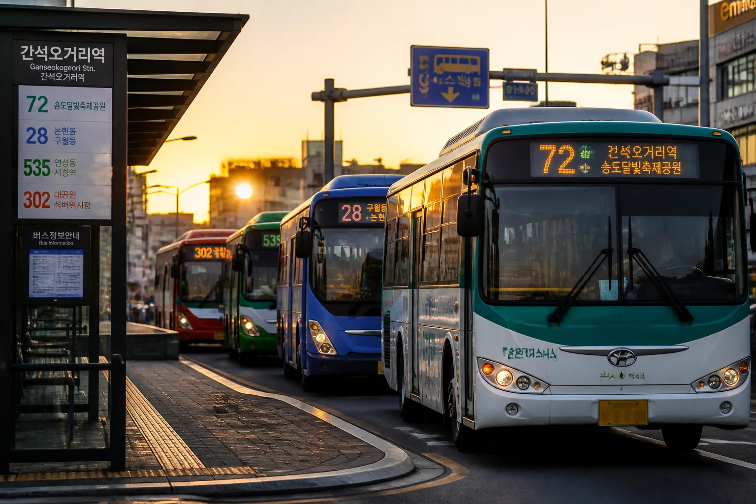 間石五거리駅のバス接続イメージ